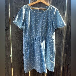 Madewell songbird dress; light blue dainty floral